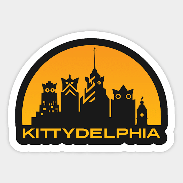 Kittydelphia logo - golden sunset Sticker by oliveandrye